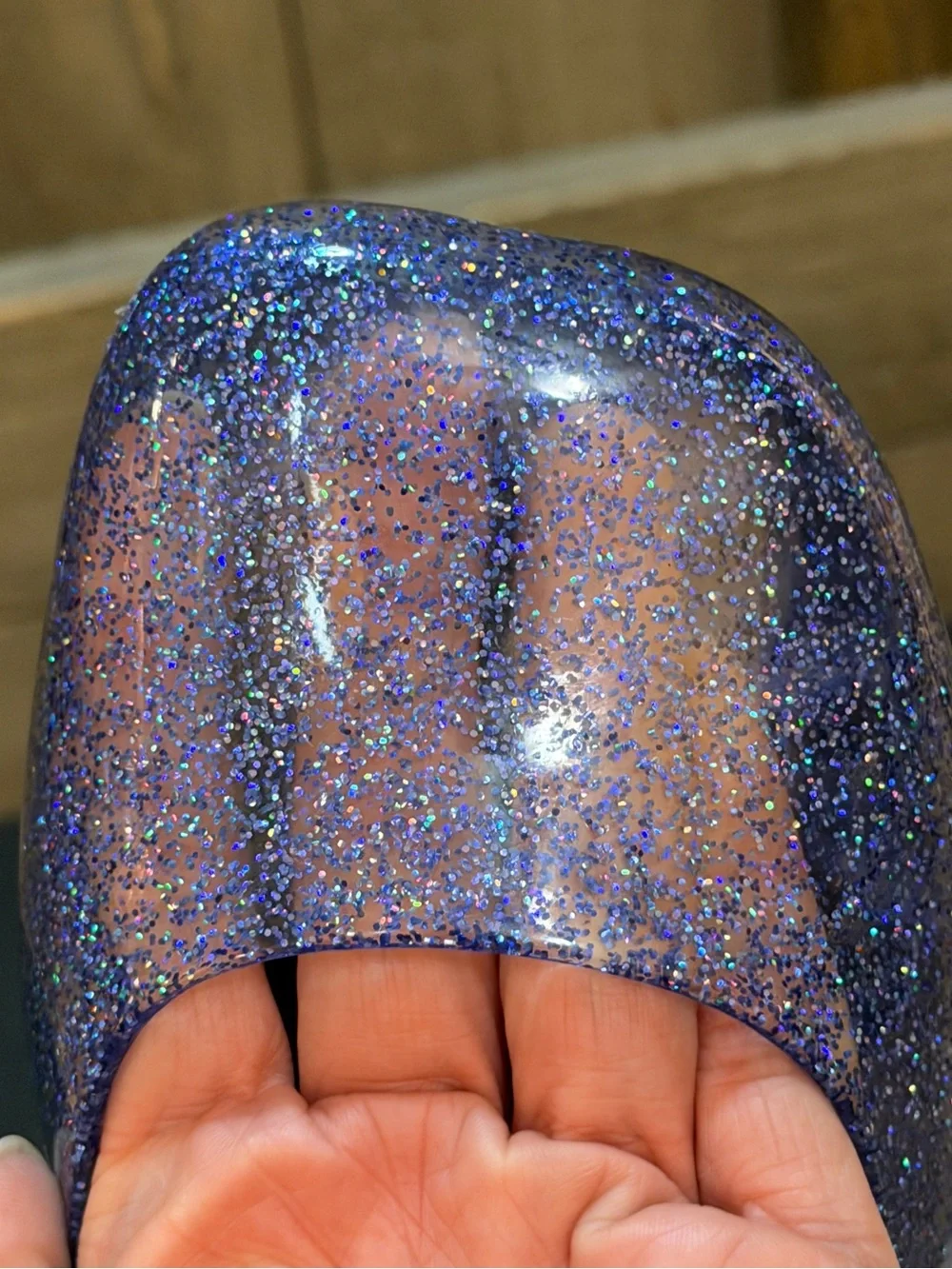 Jeffrey Campbell Blue Glitter Jelly Ballet Flats Square Toe Summer Shoes Size 10